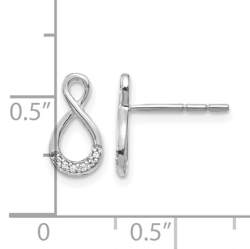 14k White Gold Diamond Twisted Post Earrings