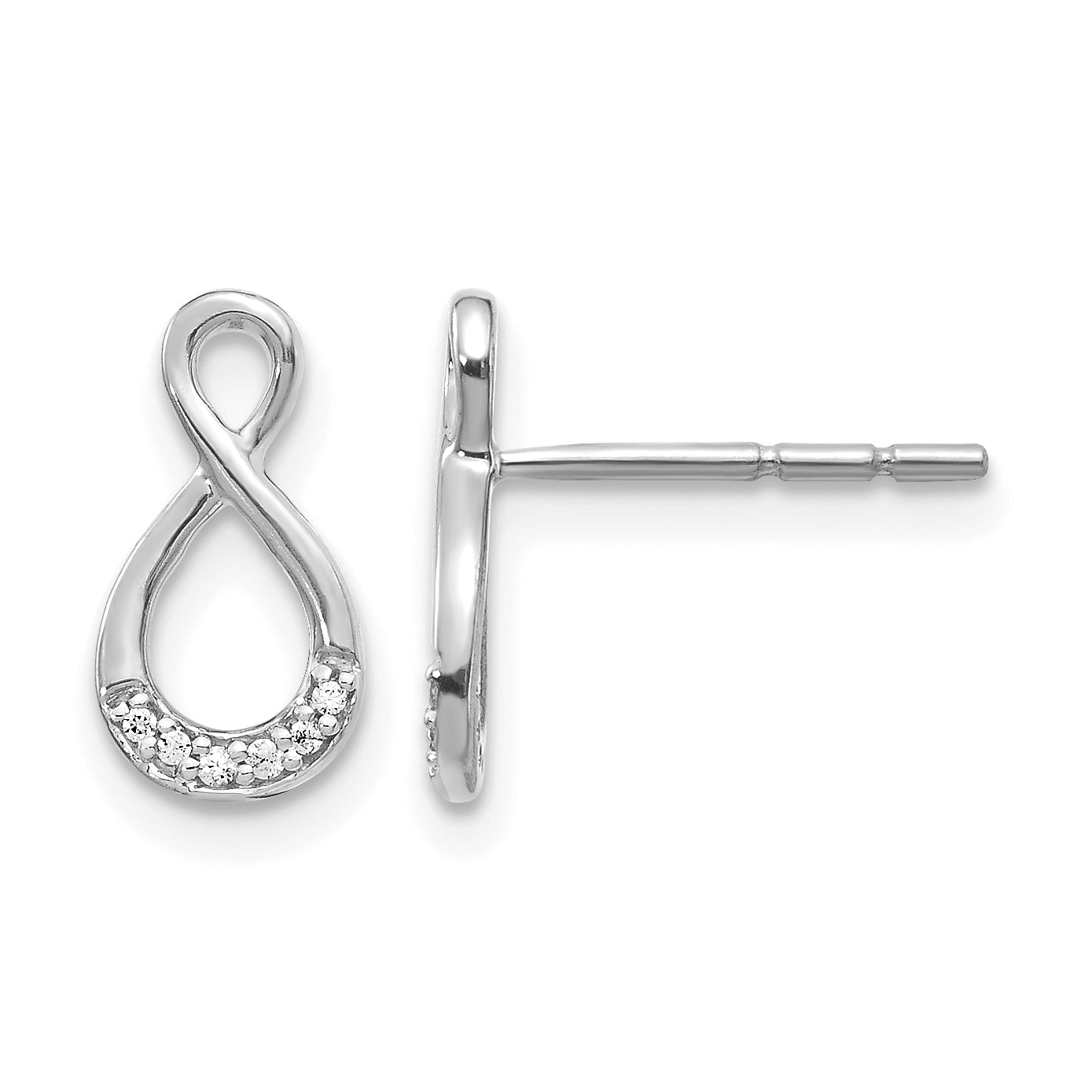 14k White Gold Diamond Twisted Post Earrings Main image