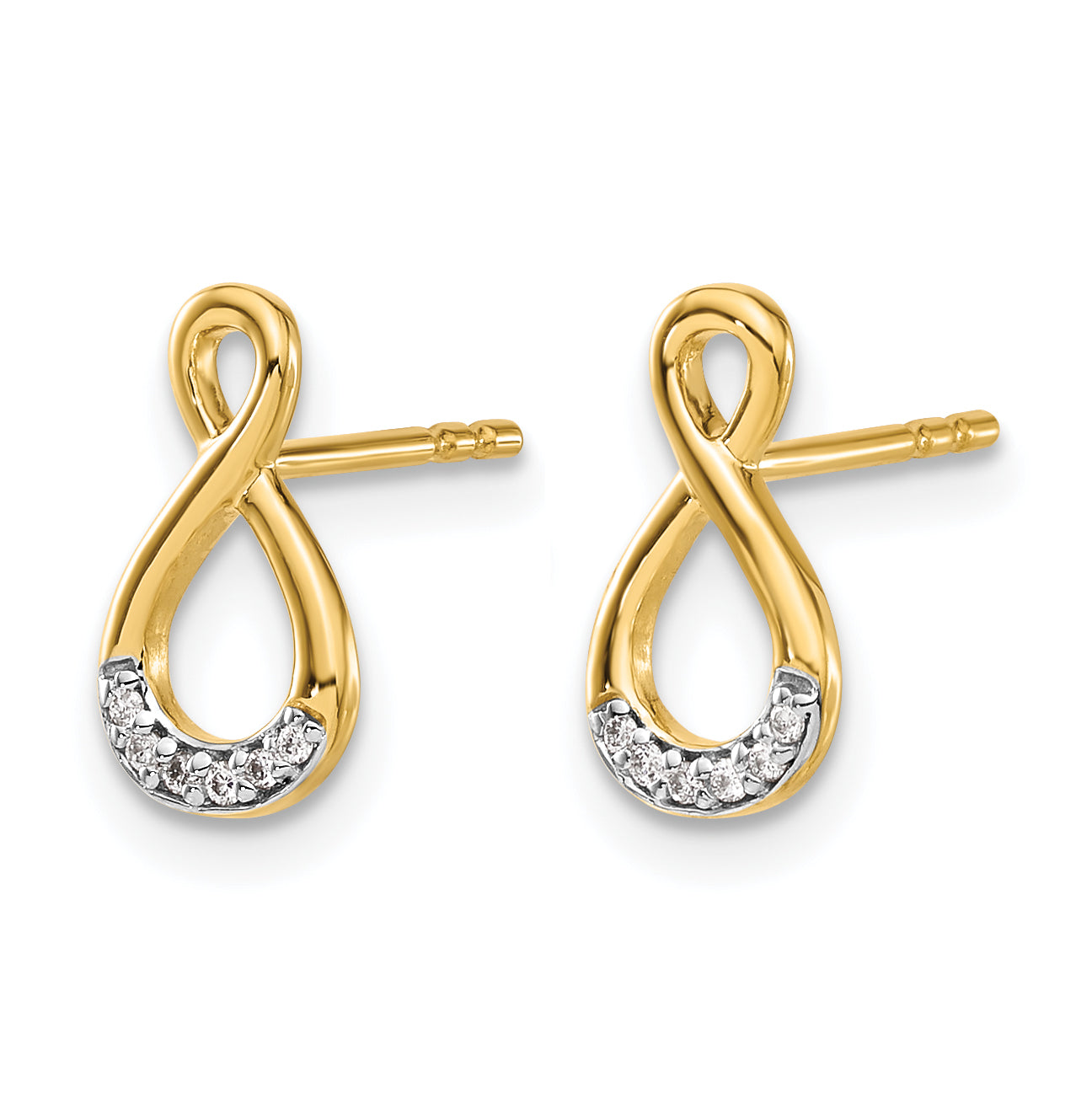 14k and Rhodium Diamond Twisted Post Earrings Secondary image