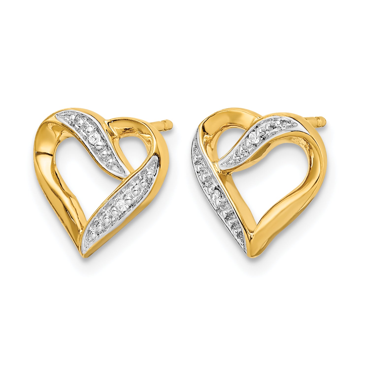 14k and Rhodium Marquise Diamond Heart Post Earrings Secondary image