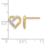 14k and Rhodium Marquise Diamond Heart Post Earrings
