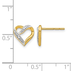 14k and Rhodium Marquise Diamond Heart Post Earrings