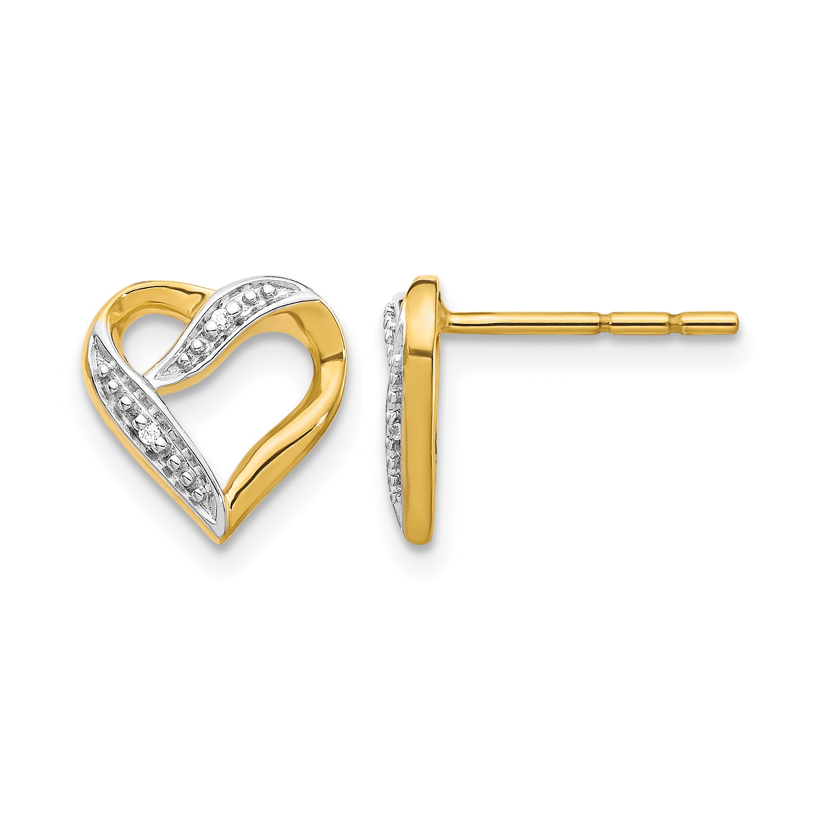14k and Rhodium Marquise Diamond Heart Post Earrings Main image