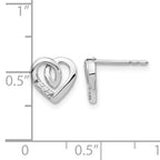 14k White Gold Diamond Heart Post Earrings