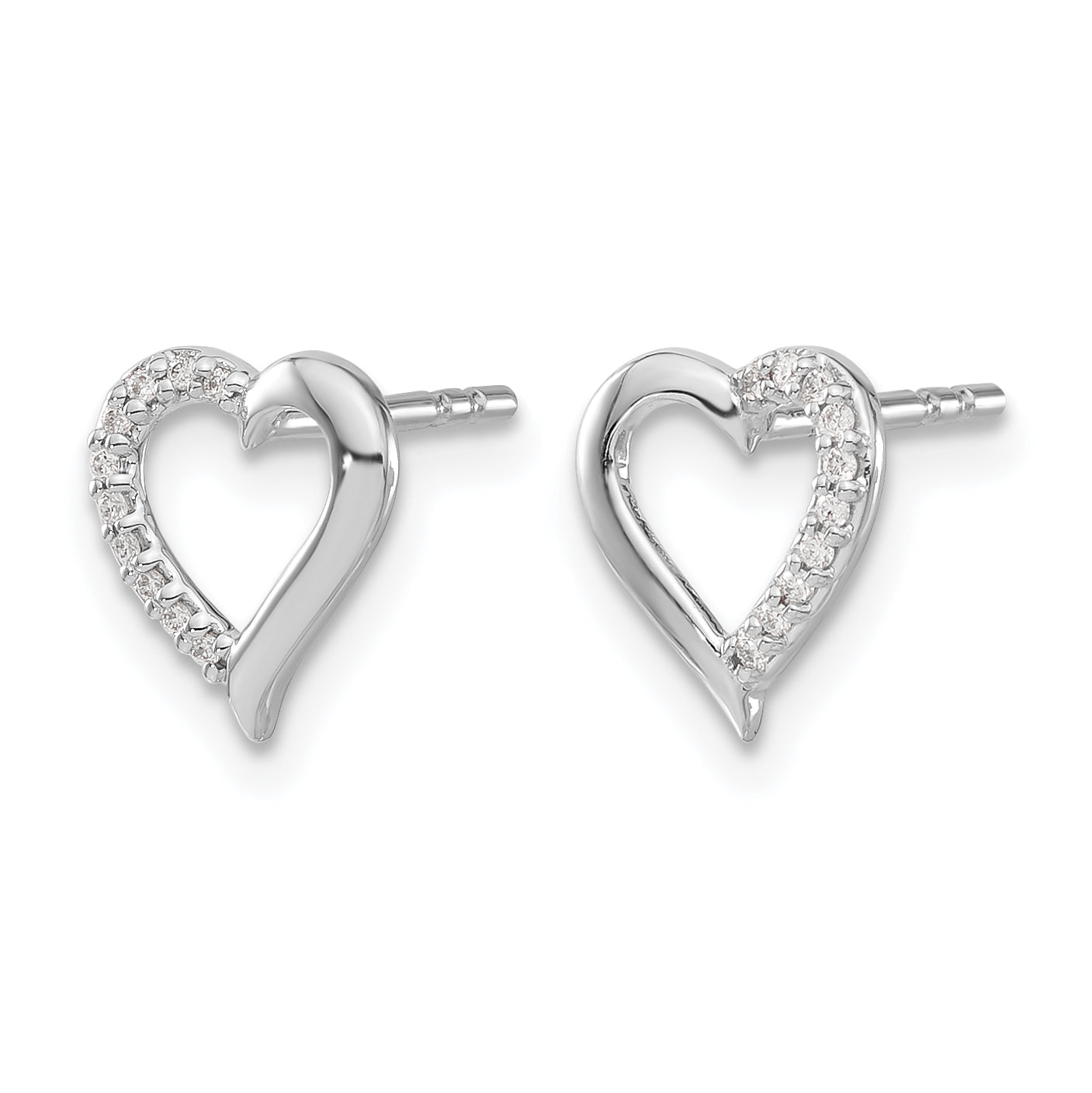 14k White Gold Diamond Heart Earrings Secondary image