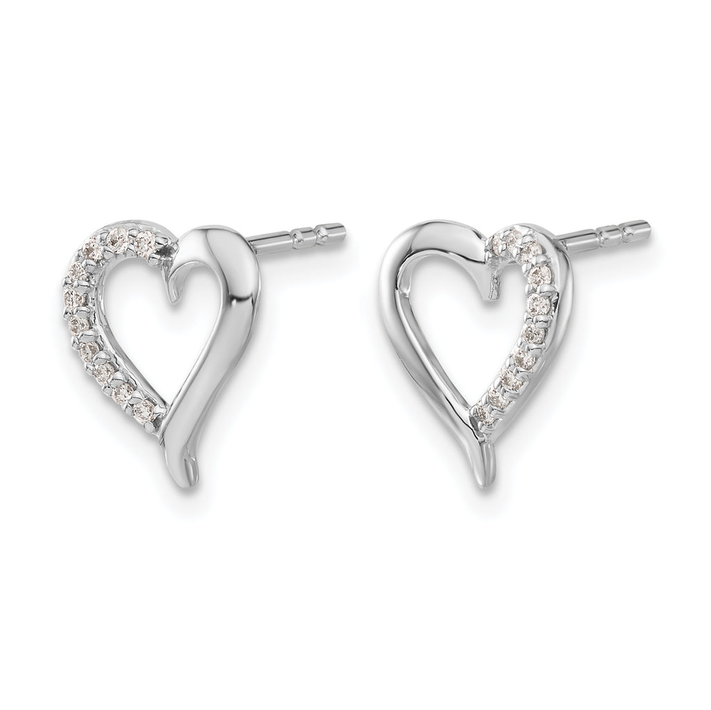 14K White Gold 1/10 ct Lab-Grown Diamond Heart Stud Earrings