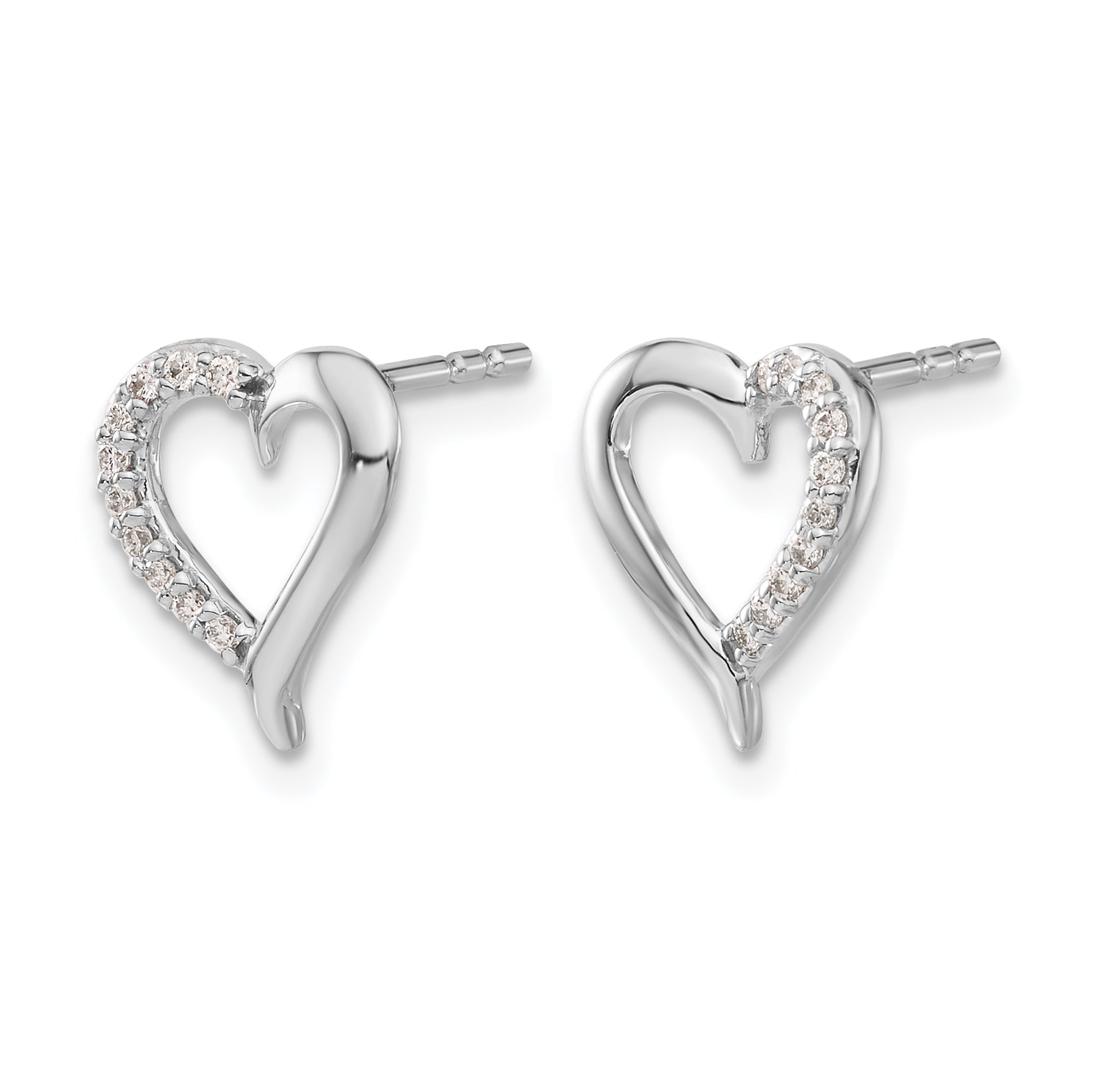 14K White Gold 1/10 ct Lab-Grown Diamond Heart Stud Earrings