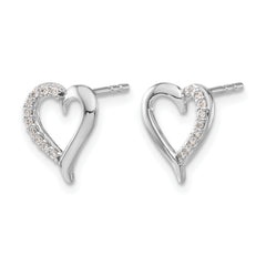 14k White Gold 1/10 carat Lab Grown Diamond VS/SI+ G+ Complete Heart Post Earrings