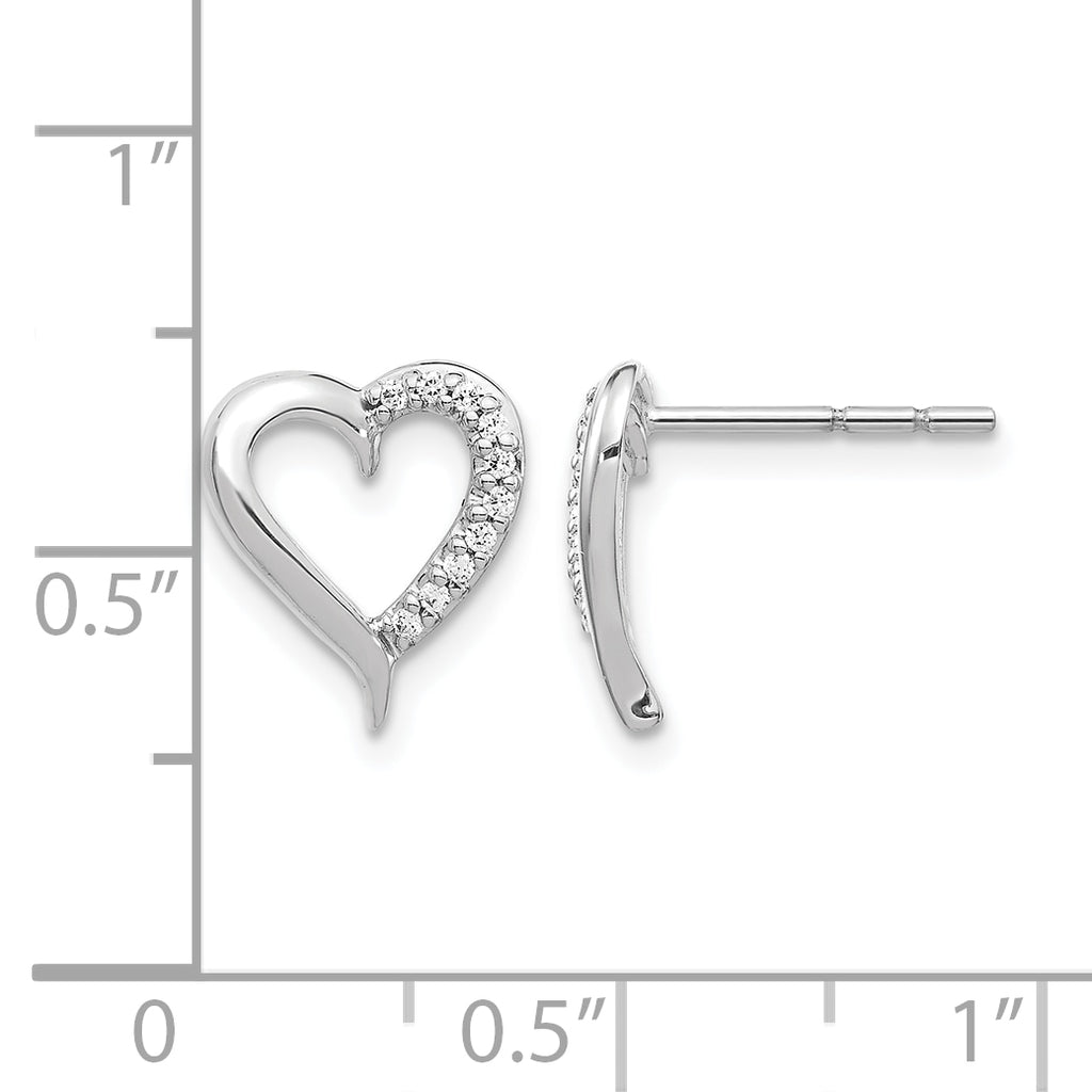 14K White Gold 1/10 ct Diamond Heart Post Earrings