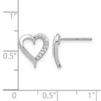 14K White Gold 1/10 ct Diamond Heart Post Earrings