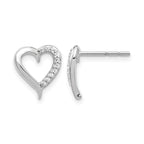 14K White Gold 1/10 ct Diamond Heart Post Earrings
