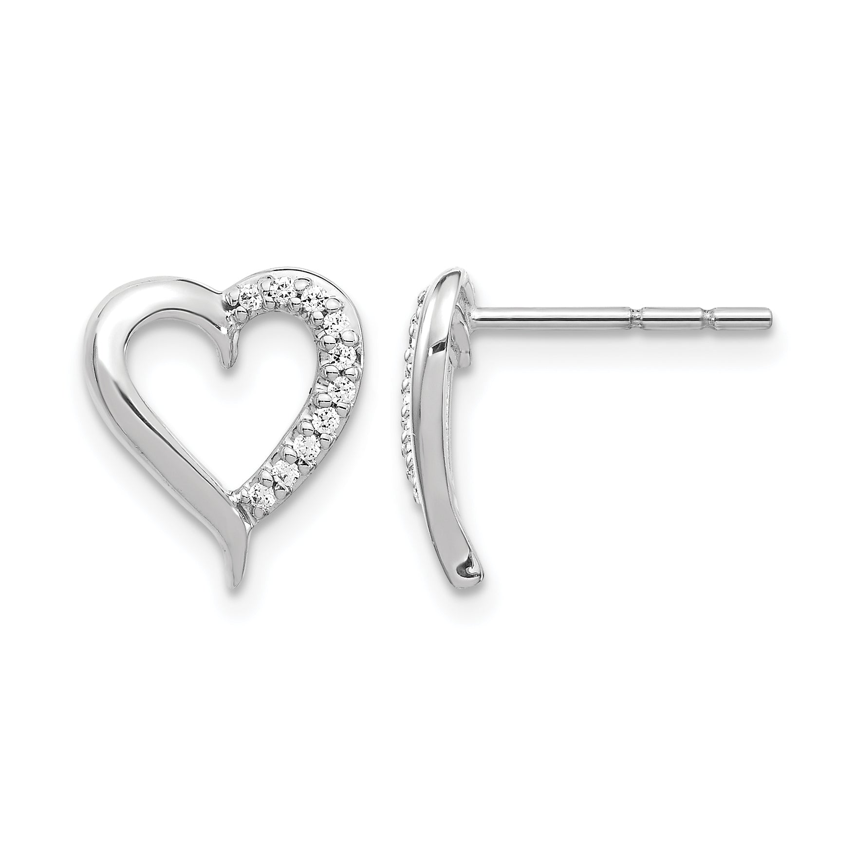 14K White Gold 1/10 ct Lab-Grown Diamond Heart Stud Earrings Main image