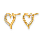 14K Yellow Gold 1/10 ct Diamond Heart Post Earrings