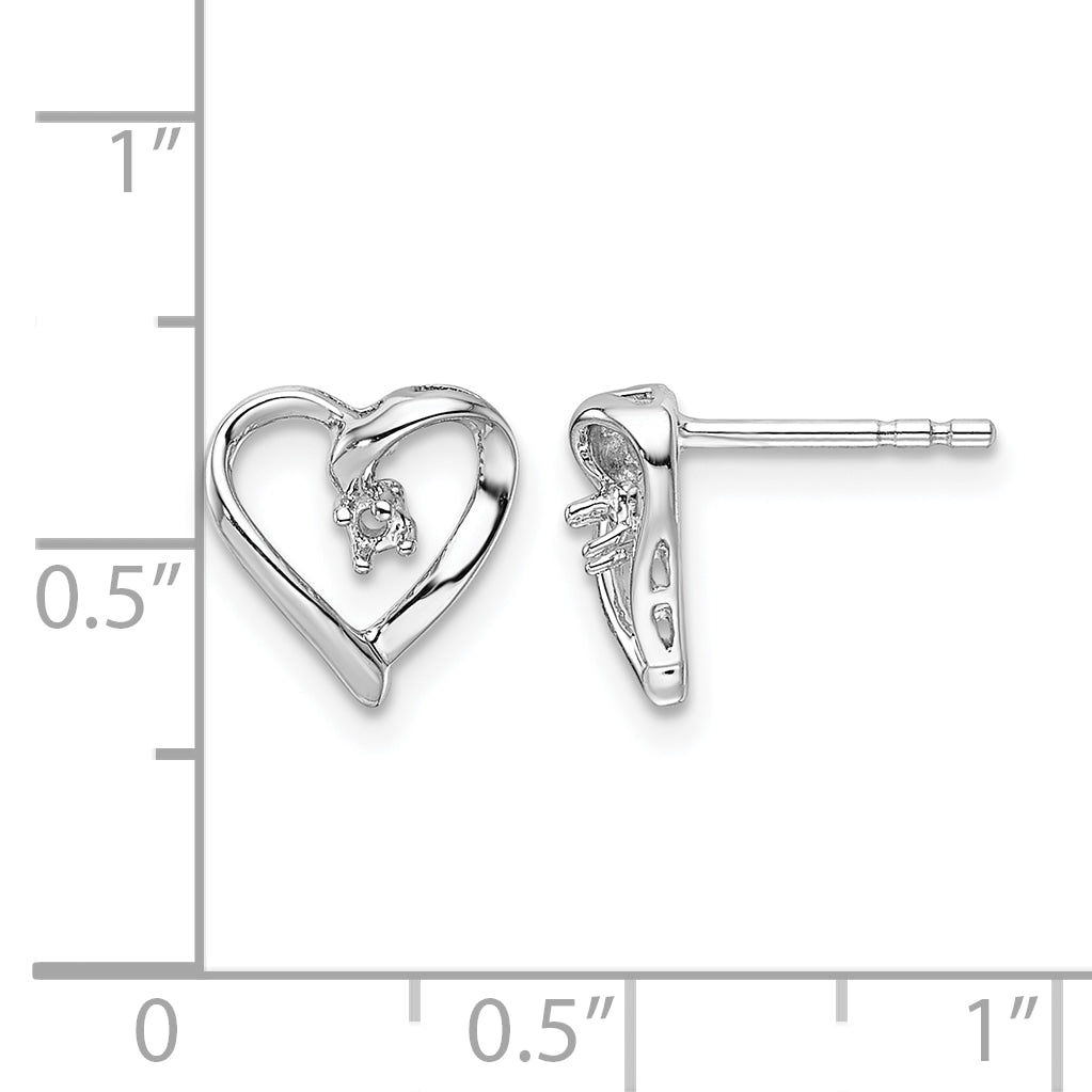 14k White Gold Fancy Diamond Heart Earring Mounting (No Stone Included)s