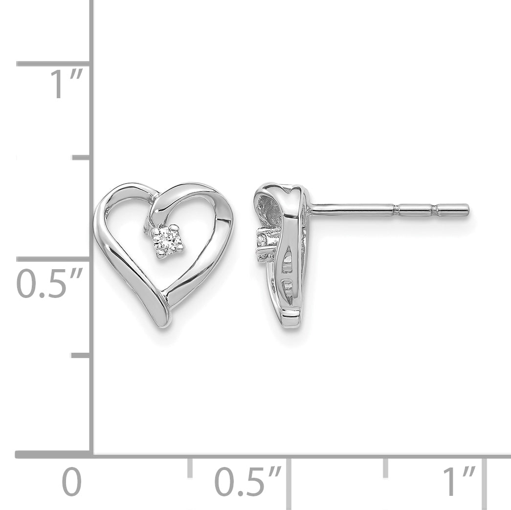 14k White Gold AA Diamond Heart Earrings