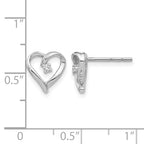 14k White Gold AA Diamond Heart Earrings