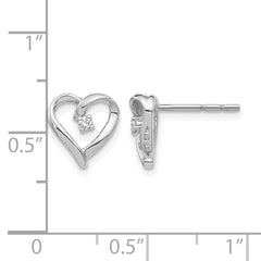 14k White Gold AA Diamond Heart Earrings
