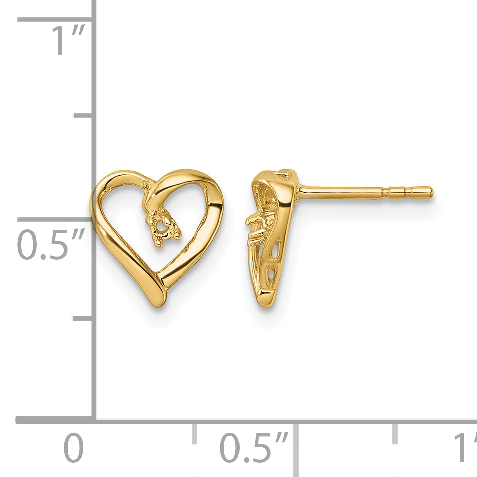 14k Fancy Diamond Heart Earring Mounting (No Stone Included)s Secondary image