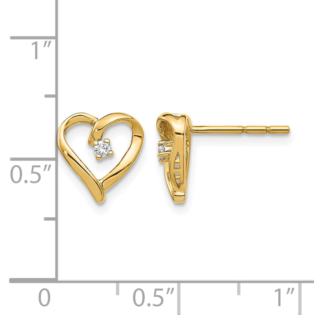 14k AA Diamond Heart Earrings