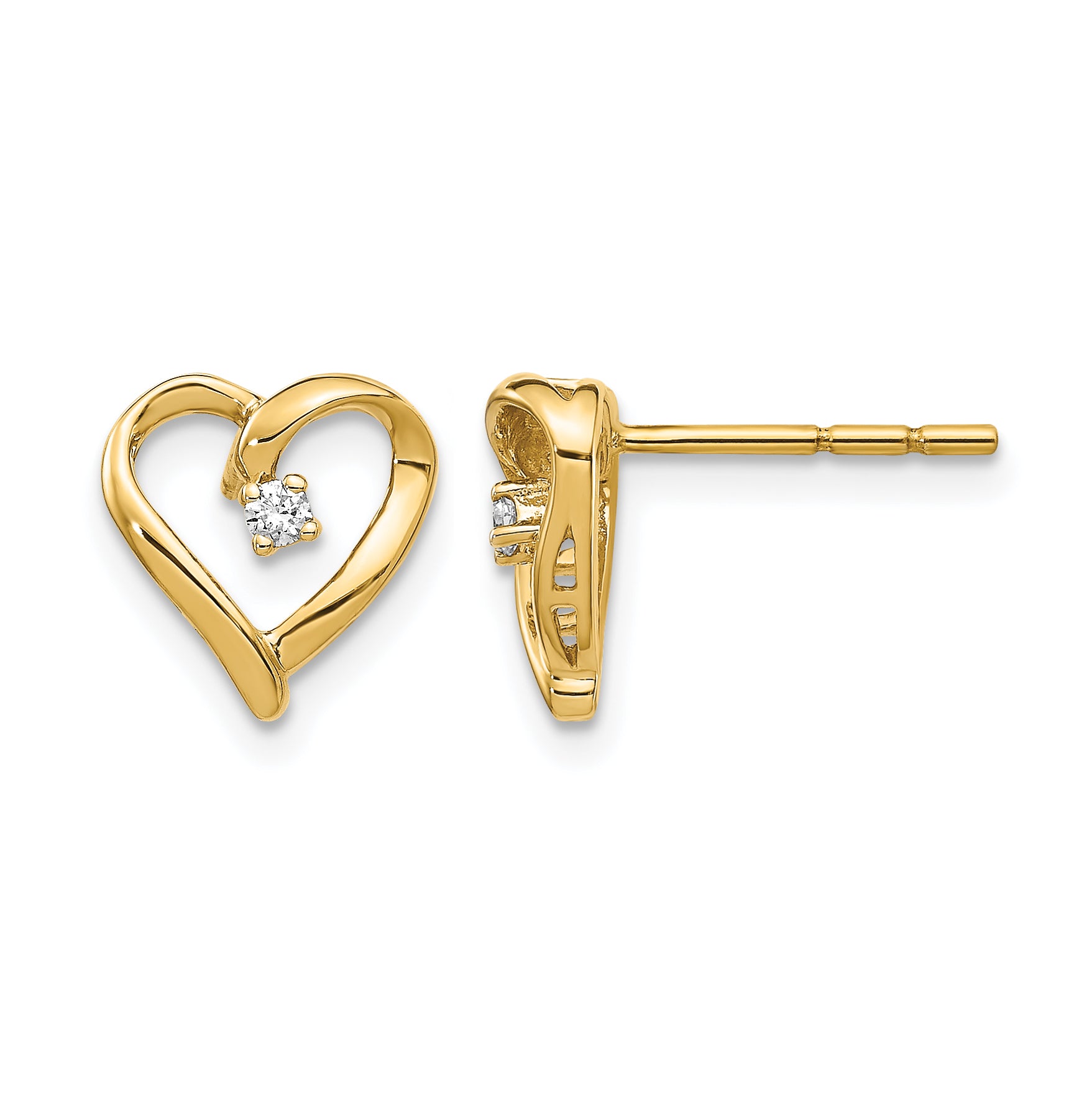 14k AA Diamond Heart Earrings Main image