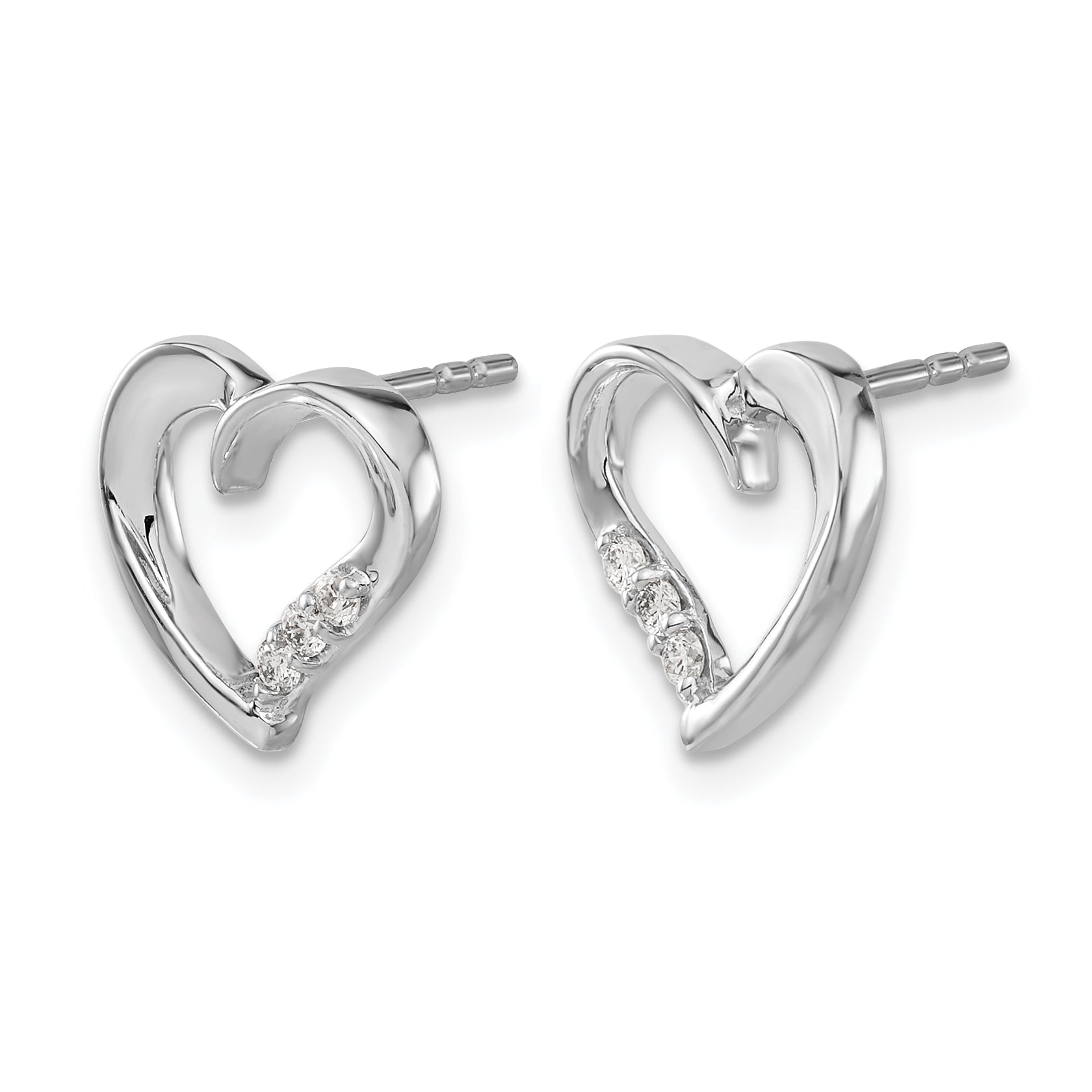 14k White Gold Diamond Heart Earrings