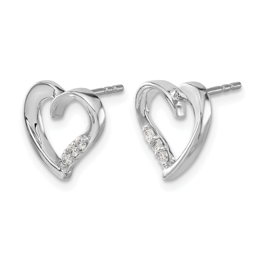14k White Gold Diamond Heart Earrings