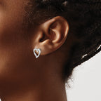 14k White Gold Diamond Heart Earrings