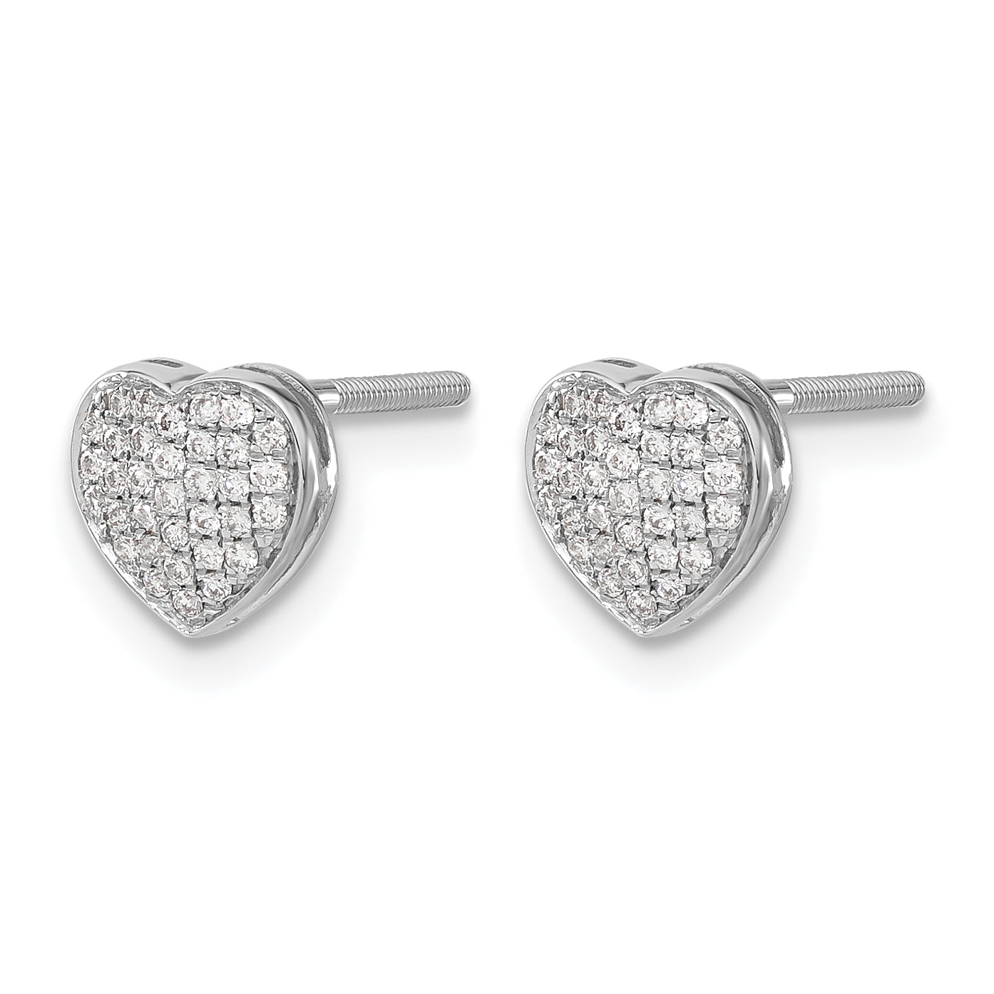 14K White Gold 1/5 ct Diamond Heart Post Earrings Secondary image
