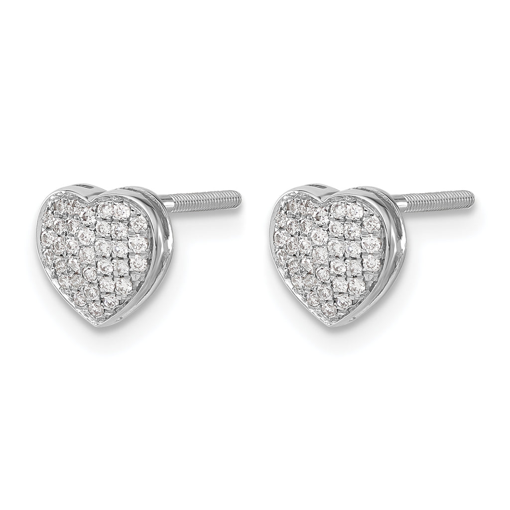 14K White Gold 1/5 ct Diamond Heart Post Earrings