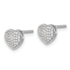 14K White Gold Lab Grown VS/SI+ G+ Dia Heart Screwback Post Earrings