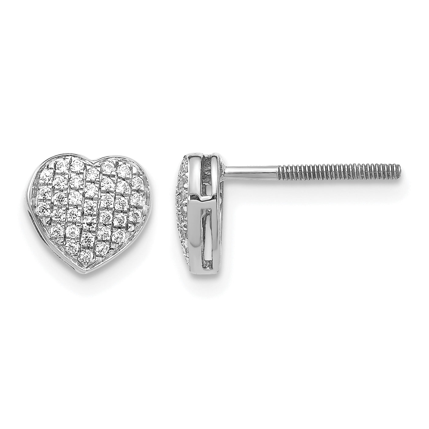 14K White Gold 1/5 ct Diamond Heart Post Earrings