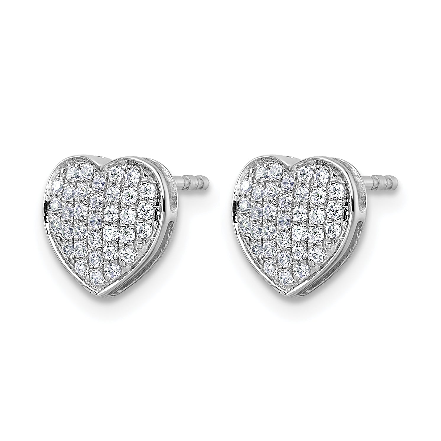 14k White Gold Diamond Heart Post Earrings