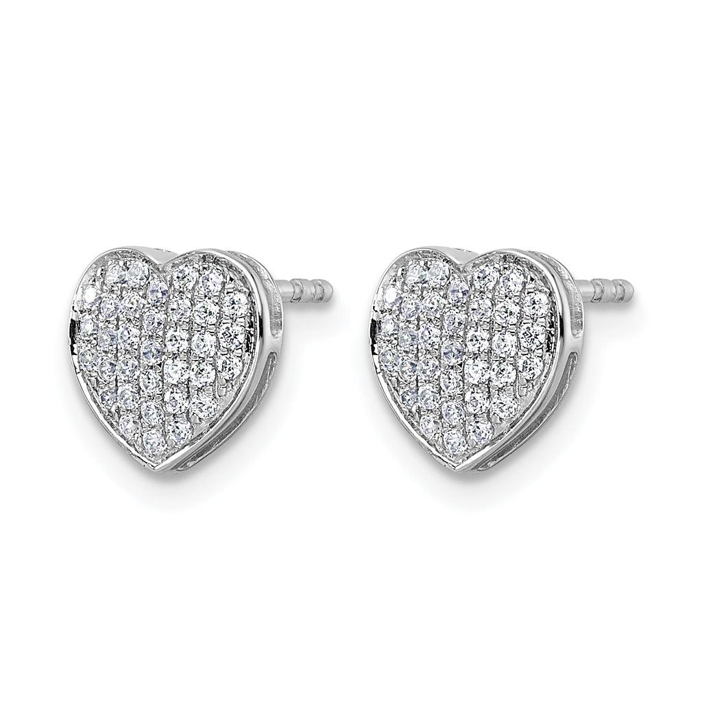 14k White Gold Diamond Heart Post Earrings