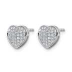 14k White Gold Diamond Heart Post Earrings