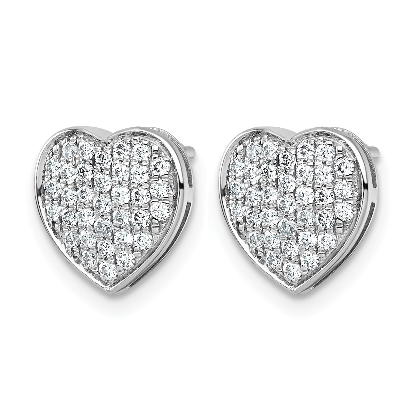 14k White Gold 1/2ct. Diamond Heart Post Earrings Secondary image