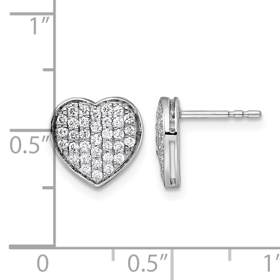 14k White Gold 1/2ct. Diamond Heart Post Earrings