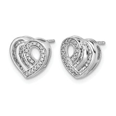14k White Gold Diamond Heart Post Earrings