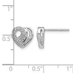 14k White Gold Diamond Heart Post Earrings