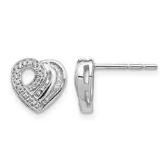14k White Gold Diamond Heart Post Earrings