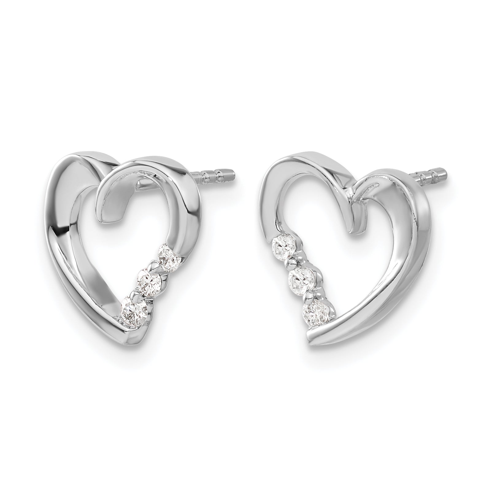 14k White Gold Diamond Heart Post Earrings Secondary image