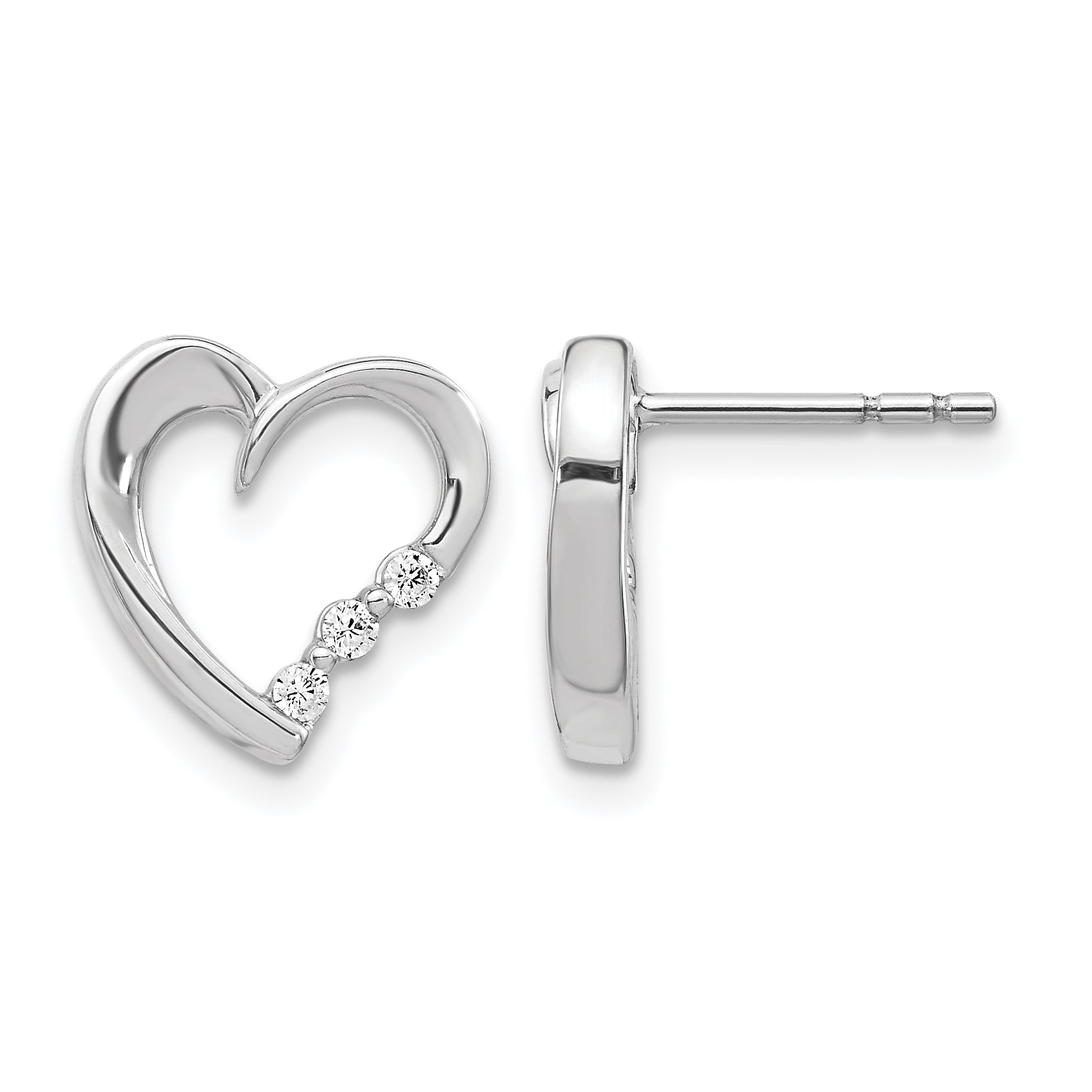 14k White Gold Diamond Heart Post Earrings Main image