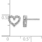 14k White Gold Diamond Heart Earrings