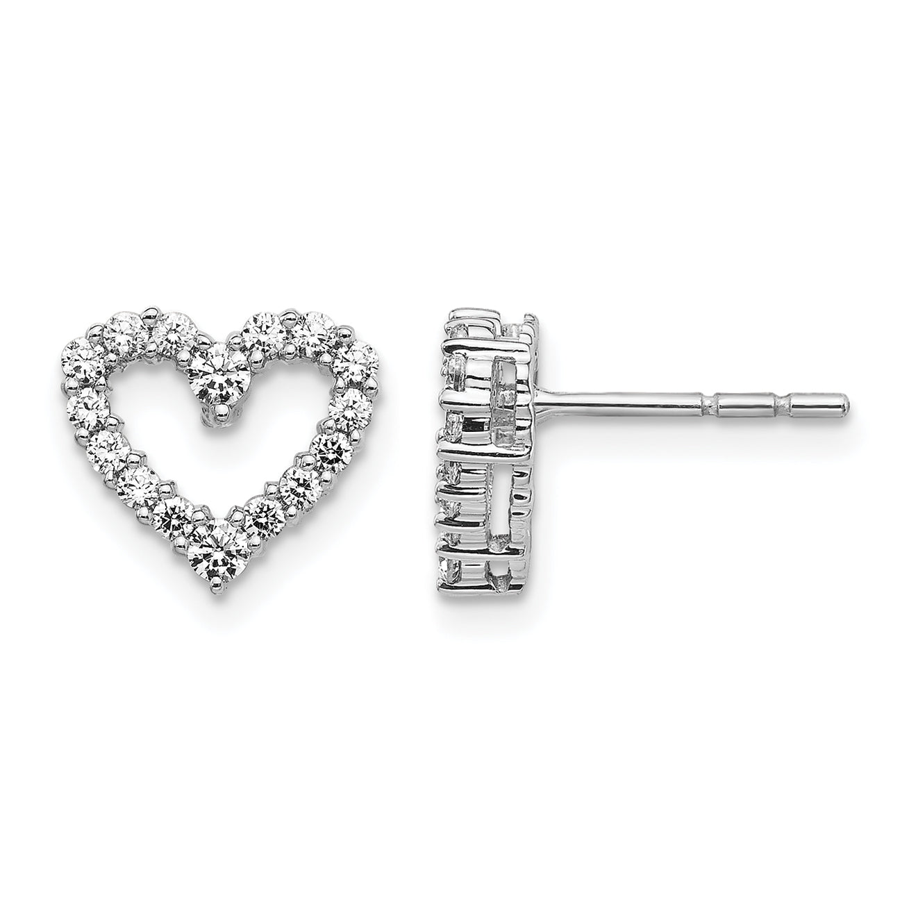 14k White Gold Diamond Heart Earrings Main image