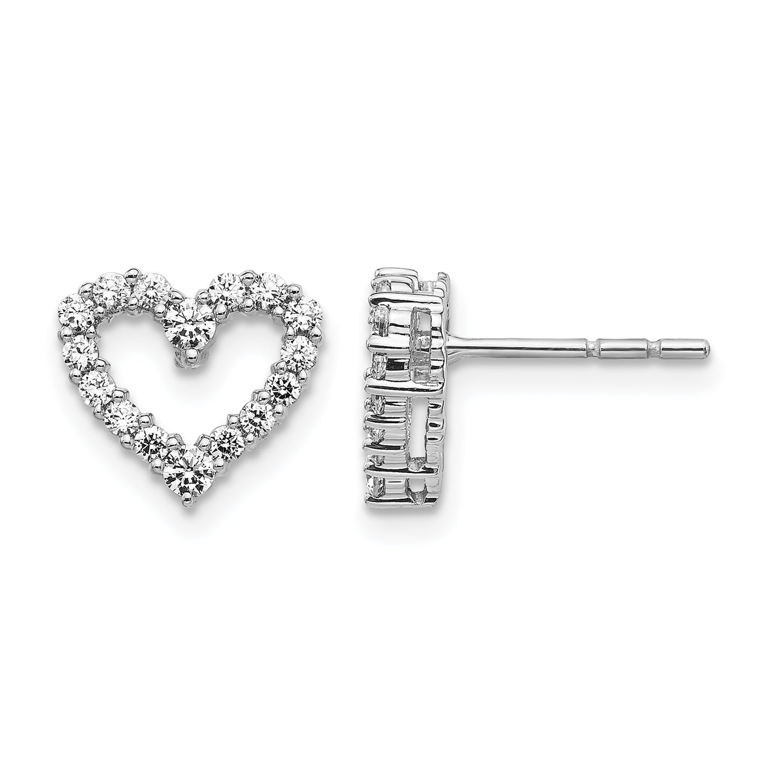 14k White Gold Diamond Heart Earrings Main image