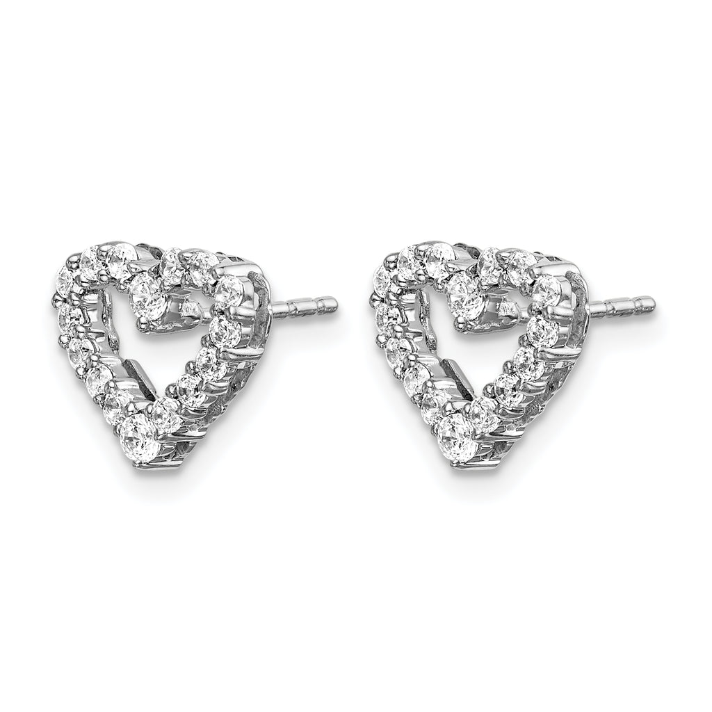 14K White Gold 1/2 ct Lab-Grown Diamond Heart Stud Earrings