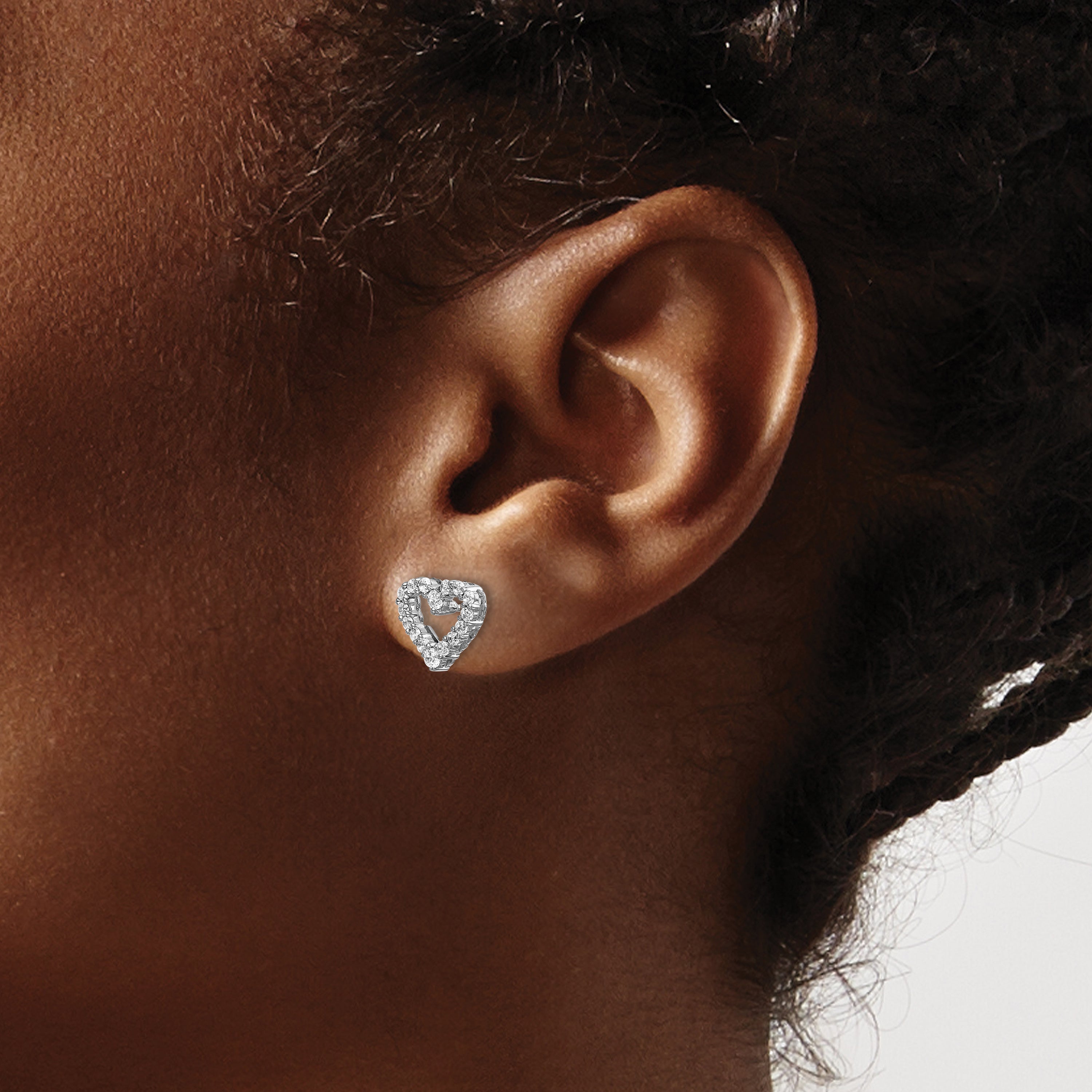 10K White Gold 1/2 ct Lab-Created Diamond VS/SI+ G+ Halo Earrings