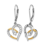 14K Two-Tone 1/5 ct Lab-Grown Diamond Heart Leverback Earrings