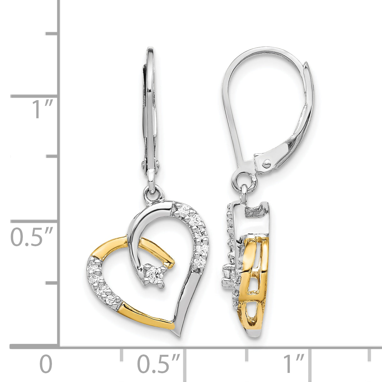 14K Two-Tone 1/5 ct Diamond Leverback Earrings Secondary image