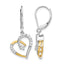 14K Two-Tone 1/5 ct Lab-Grown Diamond Heart Leverback Earrings