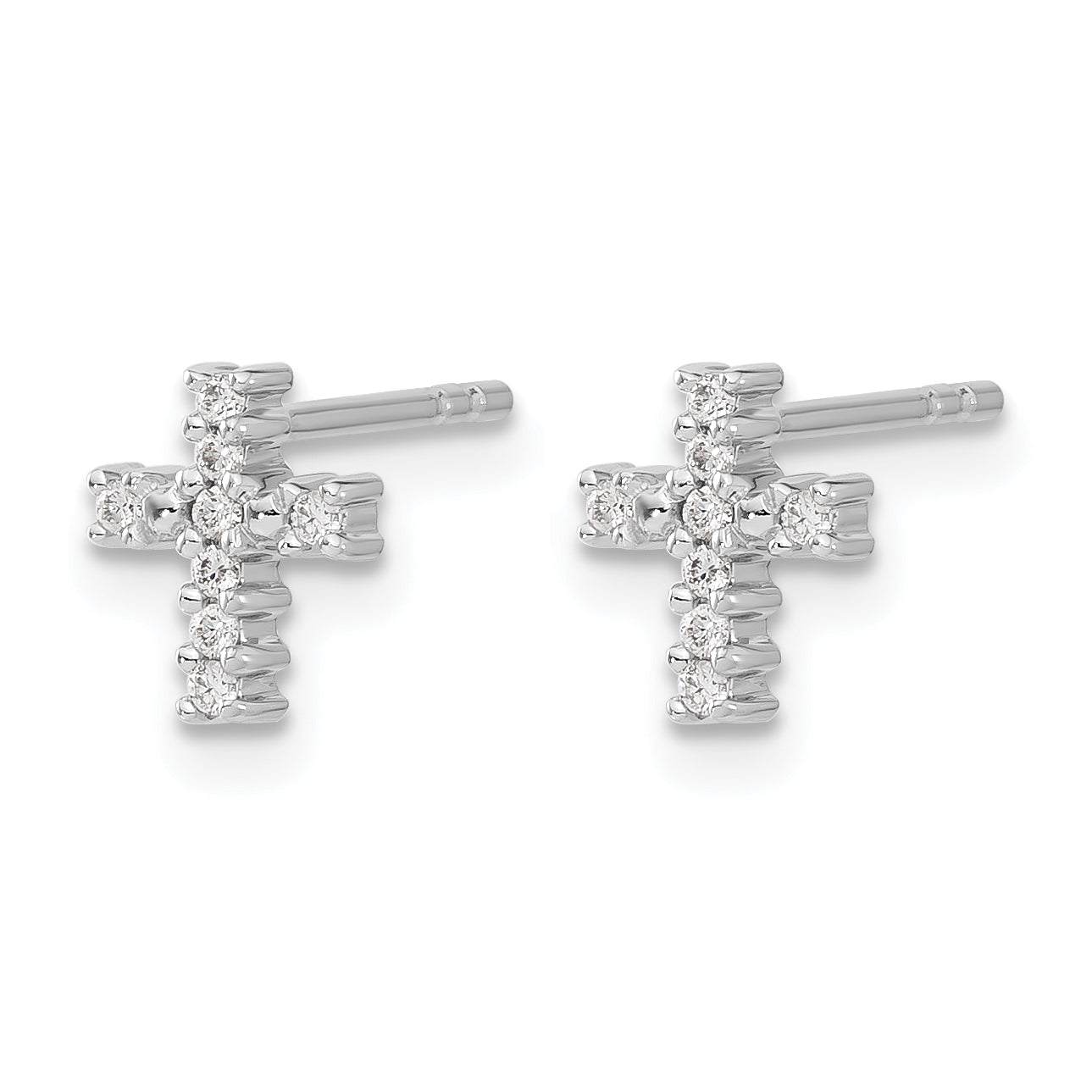 10k White Gold Polished Diamond Cross Post Earrings Secondary image